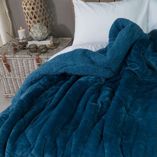 Borea Duvet Cover Single 160x220cm Cozy Petrol Blue