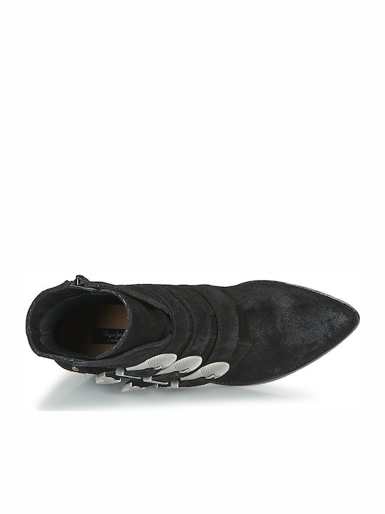 Leder Stiefeletten Damen Schwarz