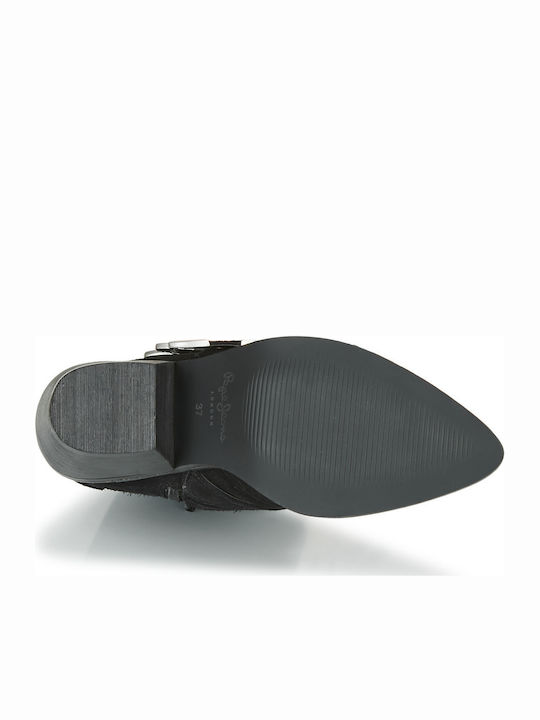 Leder Stiefeletten Damen Schwarz