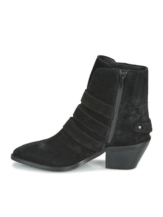 Leder Stiefeletten Damen Schwarz