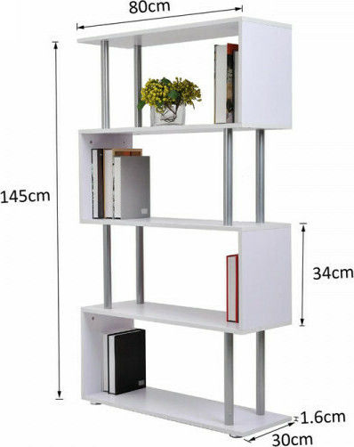 Bibliotecă Albă 80x30x145 cm