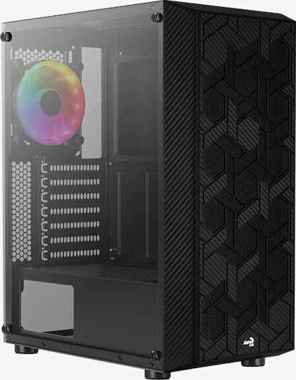 Aerocool Hive FRGB v3 Gaming Midi Tower Κουτί Υπολογιστή με Πλαϊνό Παράθυρο Μαύρο