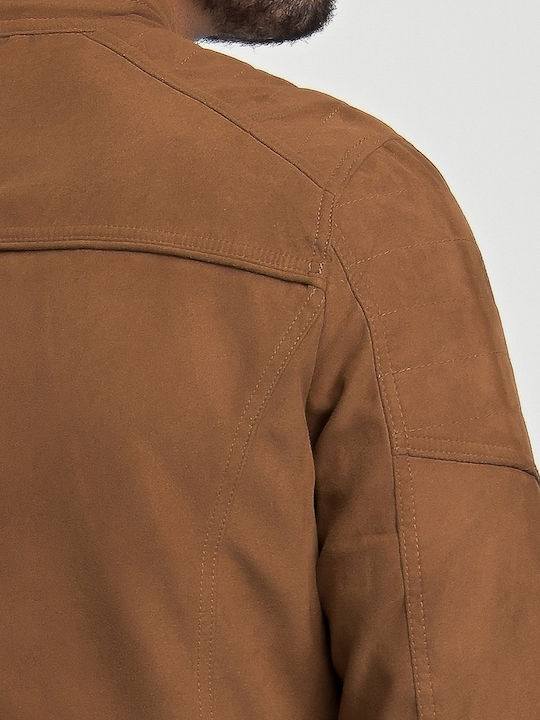 Jacket from Synthetic Leather Biker Cognac/Fake Suede