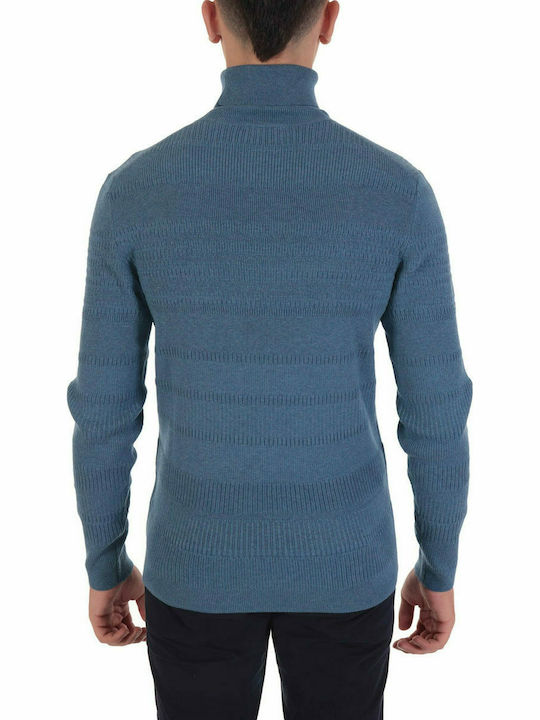 Hugo Boss Herren Langarm-Pullover Rollkragen Blau