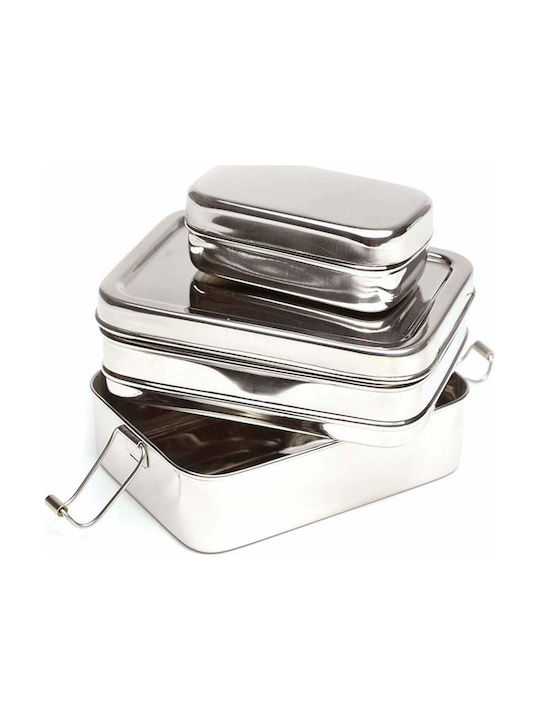Ecolunchbox Three-In-One Classic Σετ Δοχεία Φαγητού Inox Ασημί 14x10.6cm 3τμχ