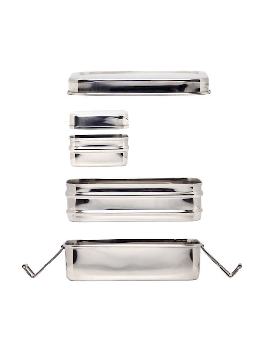 Ecolunchbox Three-In-One Classic Σετ Δοχεία Φαγητού Inox Ασημί 14x10.6cm 3τμχ
