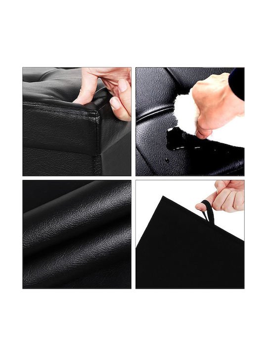 Taburet Cu Spațiu De Depozitare Tapițat Cu Piele Sintetică Negru 76x38x38cm