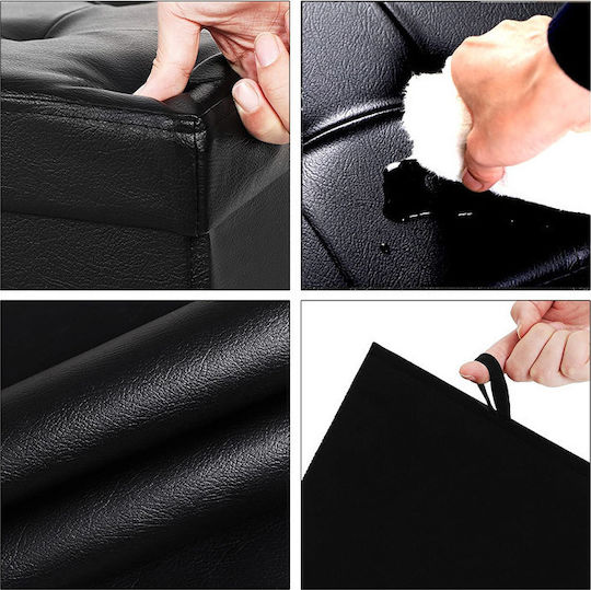 Bench Stool With Storage Space Upholstered In Black Artificial Leather 76x38x38cm