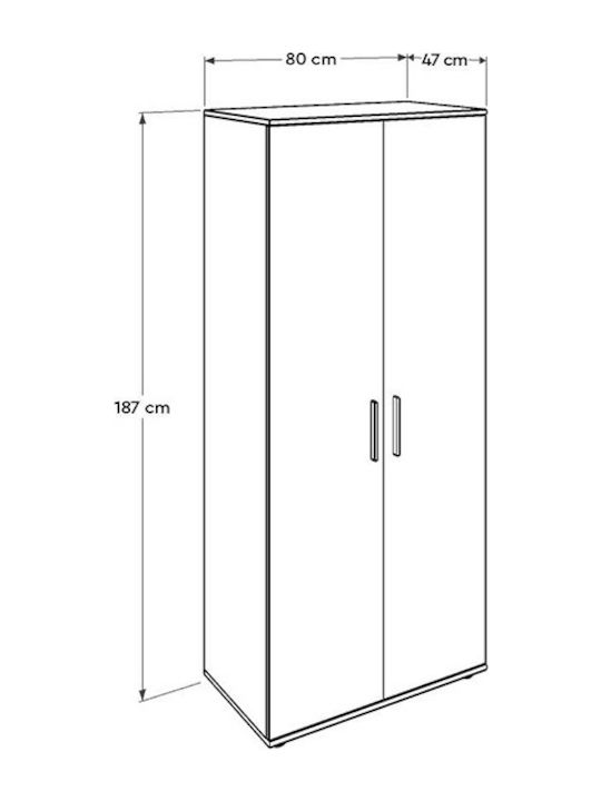 Double Door Wardrobe White 80x47x187cm