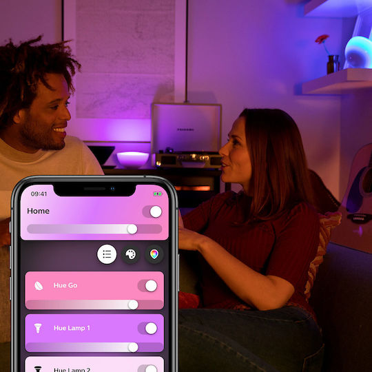 Philips Smart Διακοσμητικό Φωτιστικό Hue Go LED RGB 15x15x7.9εκ.