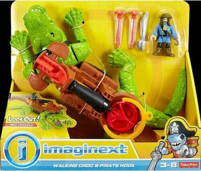 Imaginext Κροκόδειλος Τέρας & Πειρατής με Αξεσουάρ pentru Vârsta de 3+ Ani 28cm