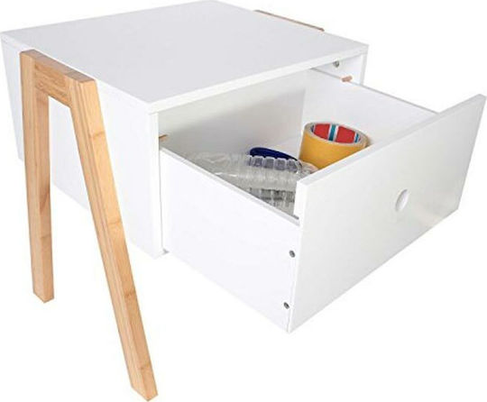 Κομοδίνο HD3728 Ξύλινο Λευκό 45.3x44x35cm