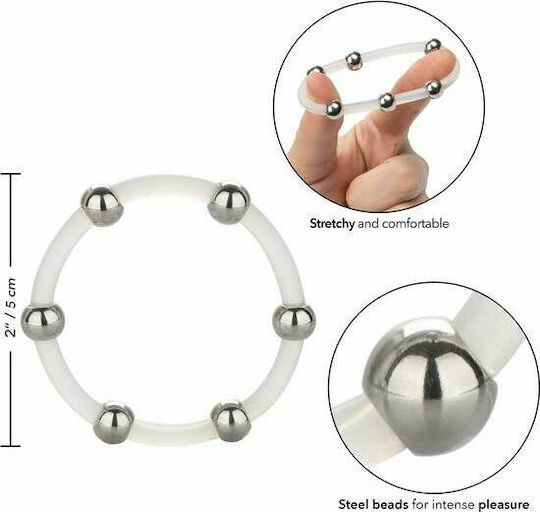 Calexotics Steel Beaded Silicone Ring Extra Large Δαχτυλίδι Πέους Σιλικόνης Λευκό