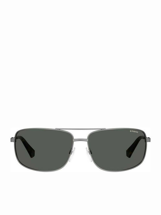 Polaroid Men's Sunglasses with Gray Metal Frame and Black Polarized Lens PLD2101/S KJ1/M9