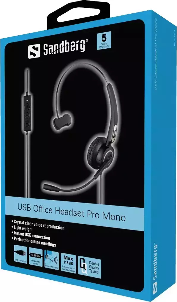 Sandberg USB Office Headset Pro Mono On Ear Multimedia Ακουστικά με