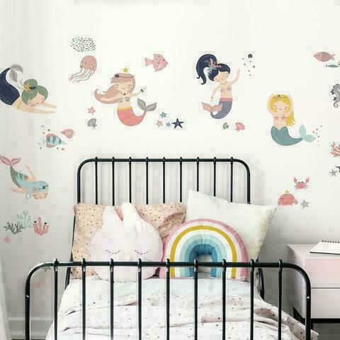 RoomMates Decor Kids Wall Sticker Mermaids Pastel
