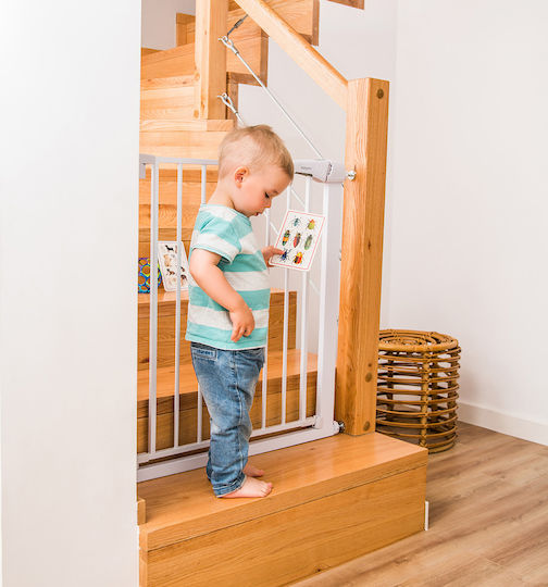 Babyono Foldable Security Door Simple Placement made of Metal in White Color 75x77.5cm 1pcs