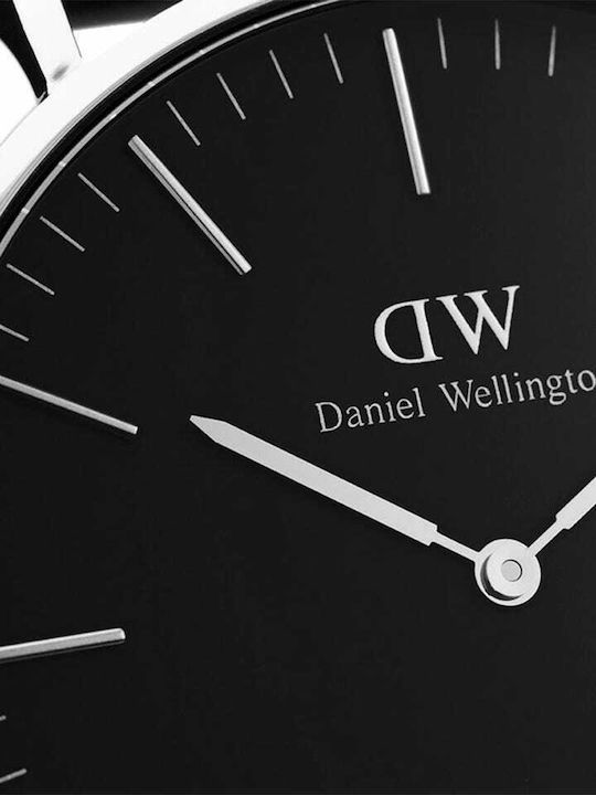 Daniel Wellington Sheffield Ανδρικό Ρολόι 40mm Μπαταρίας με Μαύρο Δερμάτινο Λουράκι
