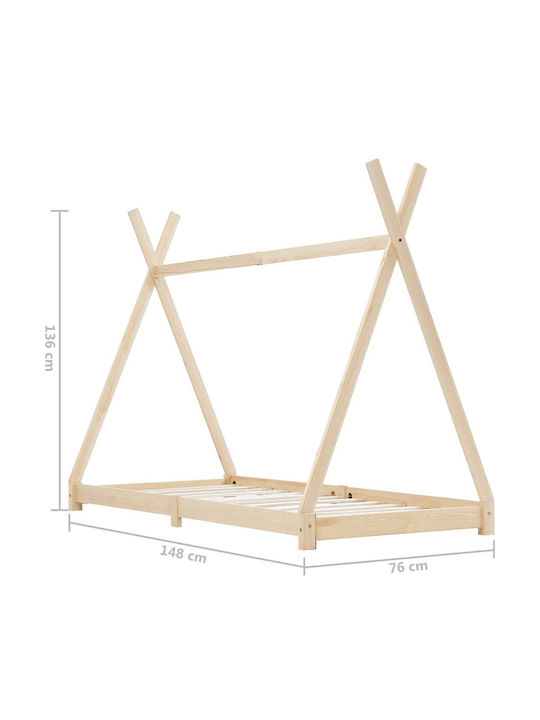 Kinderbett Montessori Einzeln Braun für Matratze 70x140cm