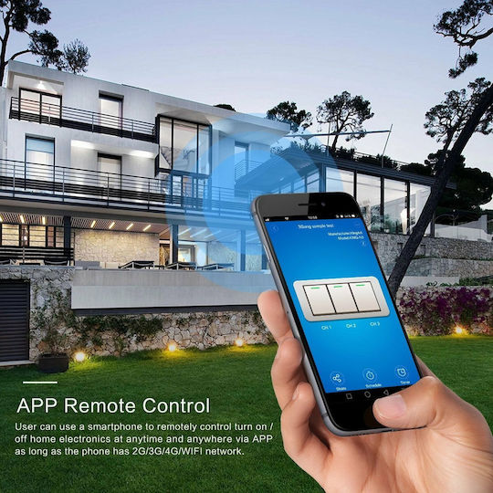 Next Systems Smart Touch Switch 3 Gangs Χωνευτός Διακόπτης Τοίχου Αφής Wi-Fi Μαύρος