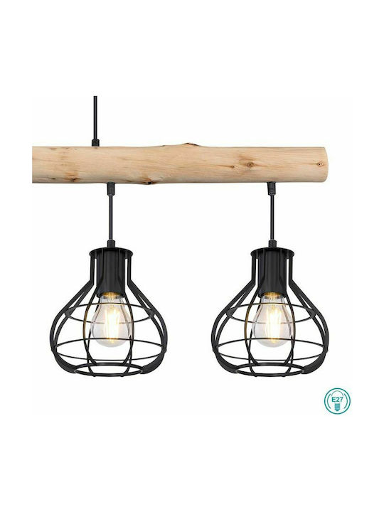 Globo Lighting Clastra Pendant Light Black Rail for 4 Bulbs E27 90x18x120cm