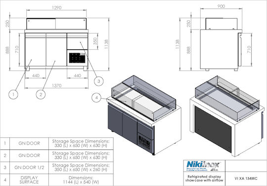 Niki Inox Βιτρίνα Συντήρησης Δαπέδου 137x90x115cm