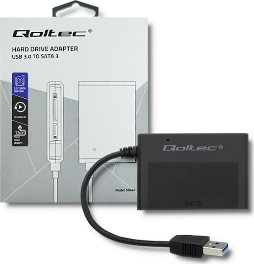 Qoltec 50644 Адаптер За Твърд Диск USB 3.0 HDD/SSD 2,5'' SATA3 Черен