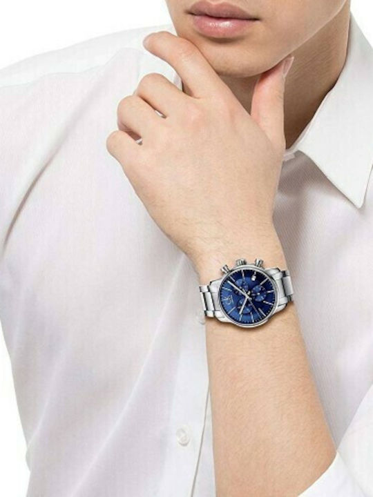Calvin Klein City Ανδρικό Ρολόι 43mm Χρονογράφος Μπαταρίας με Ασημί Μεταλλικό Μπρασελέ