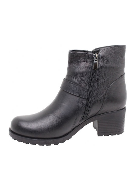 Ghete dama de piele cu platforme pentru femei cu toc negru