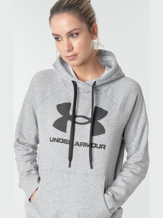 Rival Logo Long Women's Sweatshirt Hooded Gray