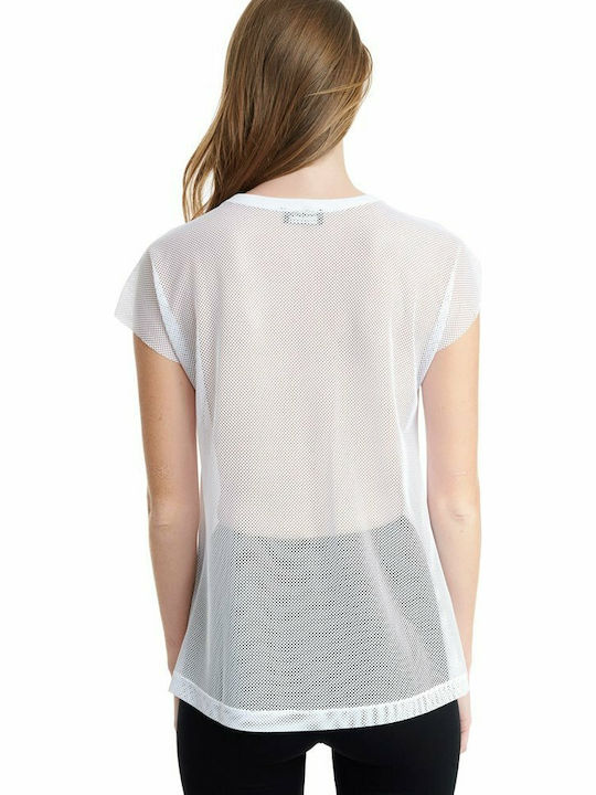 BodyTalk 1202-907528 Damen Sportlich T-shirt mit Transparenz Weiß 1202-907528-00200