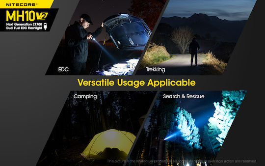NiteCore Επαναφορτιζόμενος Φακός LED IP68 με Μέγιστη Φωτεινότητα 1200lm MH10V2