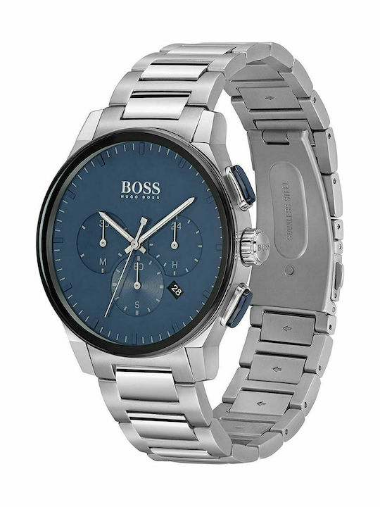 Boss Peak Men's Watch 44mm Chronograph Battery with Silver Metal Bracelet
