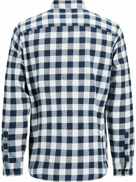 Jack & Jones Men's Shirt Long Sleeve Cotton Checked Cloud Dancer