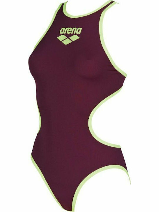 One Big Logo Athletic One-Piece Swimsuit Burgundy