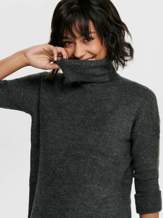 Mini Dress Turtleneck Dark Grey