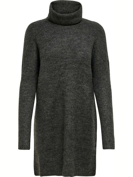 Mini Dress Turtleneck Dark Grey