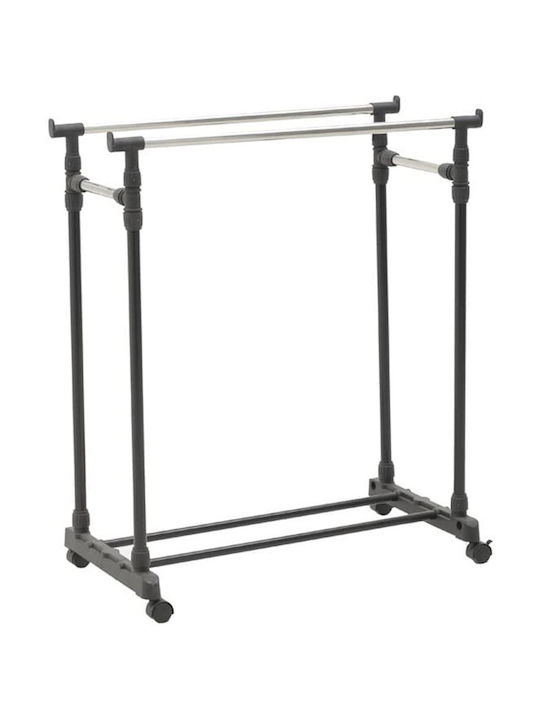 Click Wheeled Floor Garment Rack made of Metal Telescopic Black 80x41x155cm