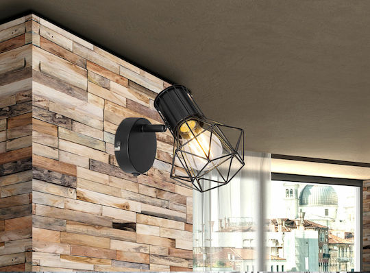 Globo Lighting Priska Μοντέρνο Φωτιστικό Τοίχου με Ντουί E27 και Διακόπτη Μαύρο