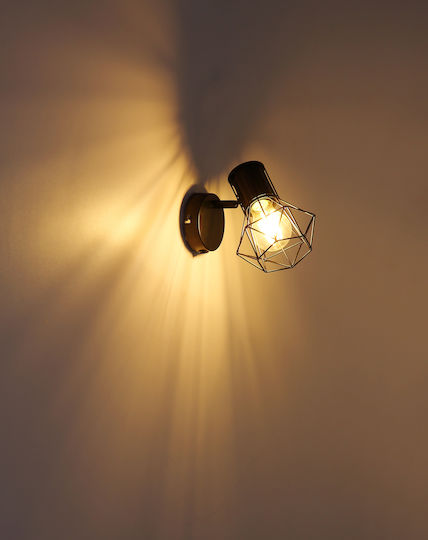 Globo Lighting Priska Μοντέρνο Φωτιστικό Τοίχου με Ντουί E27 και Διακόπτη Μαύρο