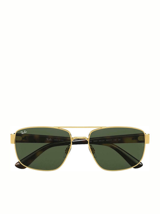 Ray Ban Мъжки Слънчеви Очила с Златна Рамка и Зелени Стъкла