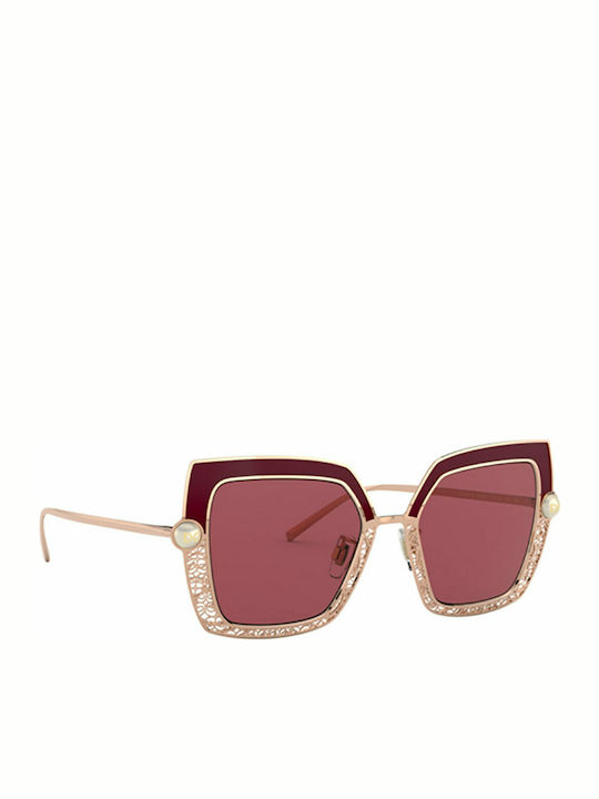 Dolce & Gabbana Filigre & Pearls Women's Sunglasses with Purple Metal Frame and Burgundy Lens DG2251H 1333/69