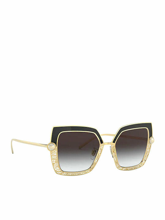 Dolce & Gabbana Filigre & Pearls Γυναικεία Γυαλιά Ηλίου με Μαύρο Μεταλλικό Σκελετό και Καφέ Ντεγκραντέ Φακό DG2251H 1334/8G