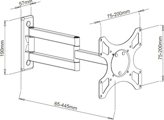 Techly ICA-LCD 2903WH ICA-LCD-2903WH Стойка за телевизор Стенен с рамо до 37" и 25кг Бял