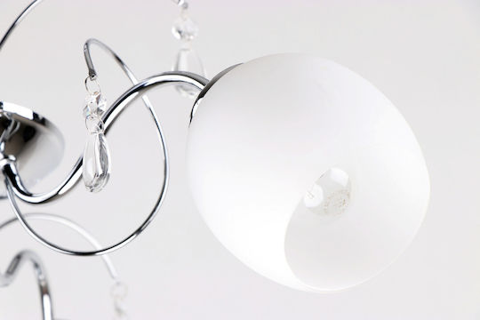 Home Lighting KQ 2221/5 Ferrow Silver Ceiling Light with Crystals for 5 E27 Bulbs 60x60x53cm