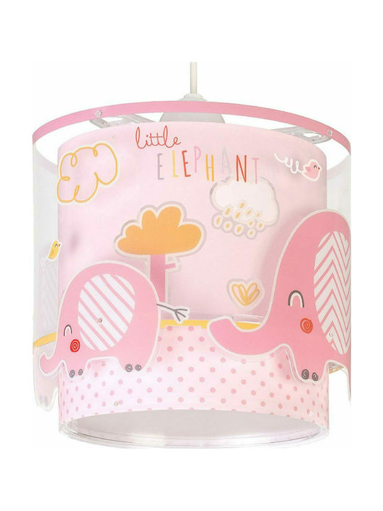 Ango Kids Plastic Single Ceiling Light E27 Little Elephant Pink 23W