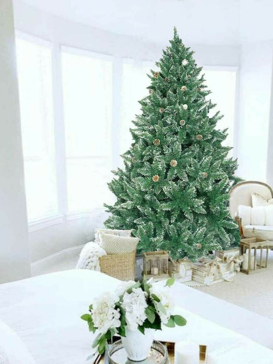 Sarp Snowy Snowy Christmas Green Tree with Metallic Base and Built in Branches H180cm