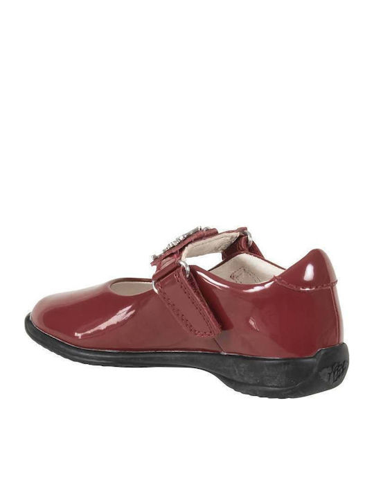 Kids Patent Leather Ballerinas with Hoop & Loop Closure Red