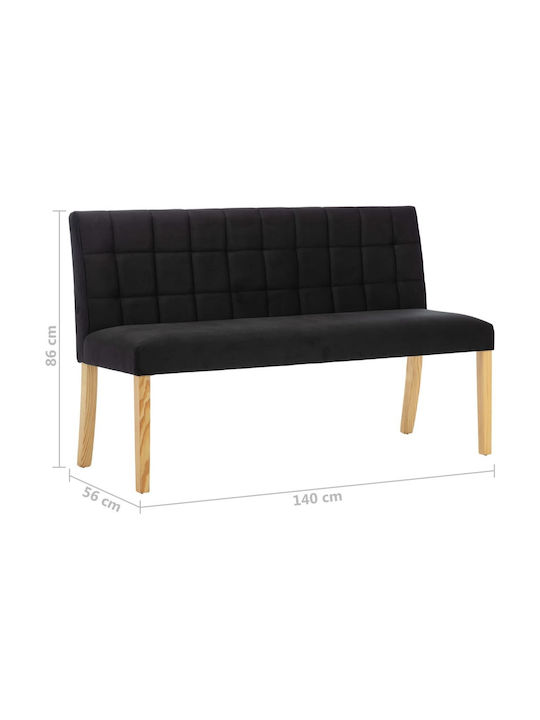 Διθέσιος Καναπές Μαύρο 140x56x86εκ.