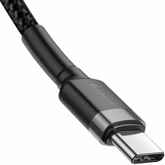Baseus Cafule Braided USB 2.0 Cable USB-C Male - USB-C 60W Gray 1m CATKLF-GG1